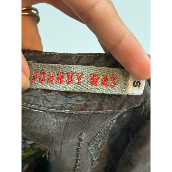 Johnny Was Floral Embroidered Crinkle Rayon Button Up Blouse Small Lightweight - Picture 4 of 7